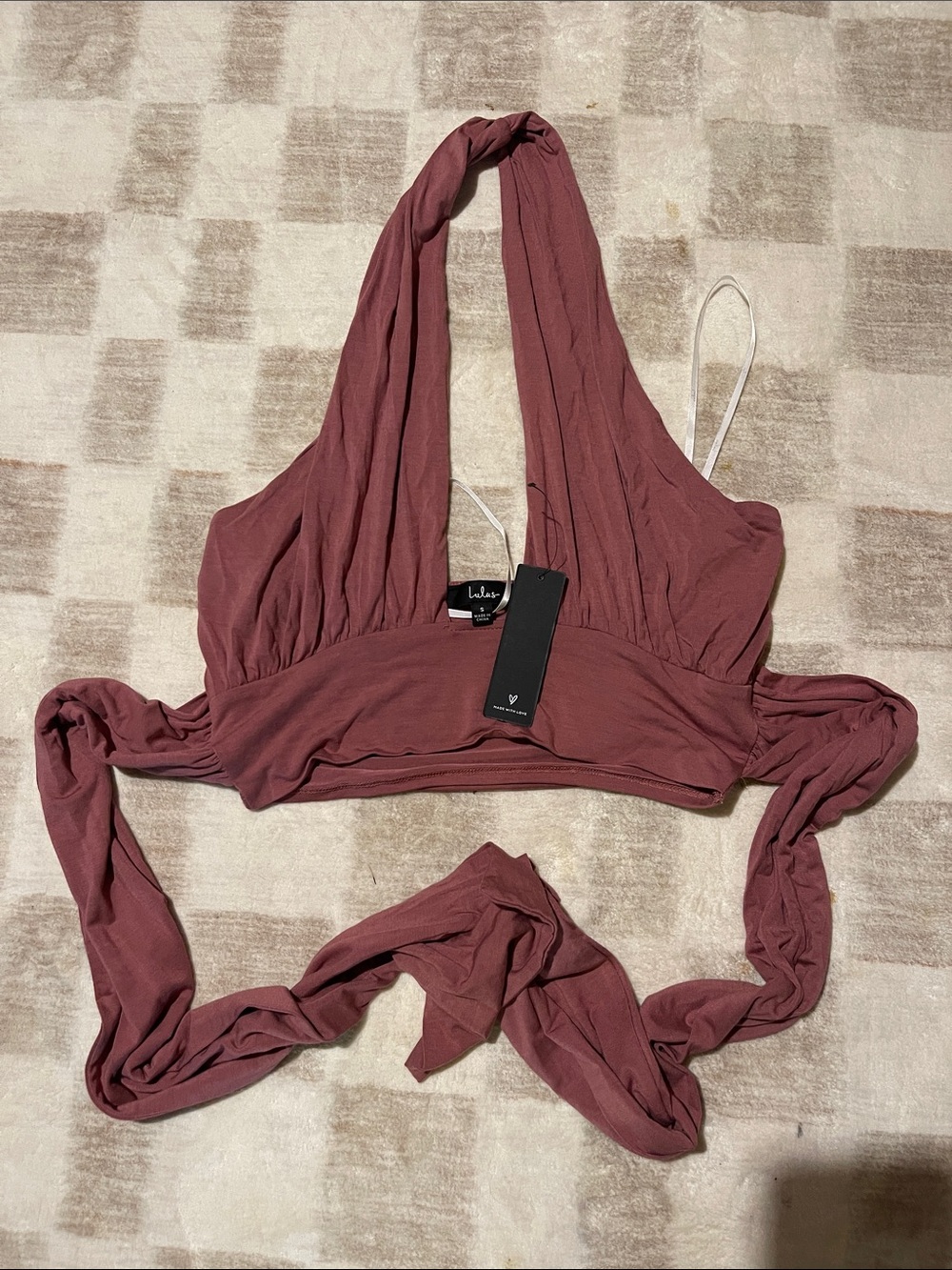 Lulu's Mauve Wrap Halter Crop Top